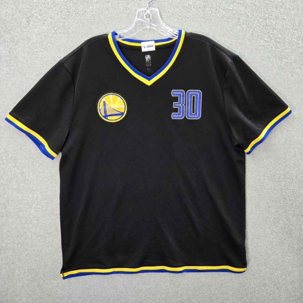 Golden State Warriors Men Shirt Large Black Stephen Curry 30 V Neck Short Sleeve